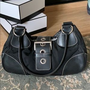 Prada shoulder bag with leather buckle